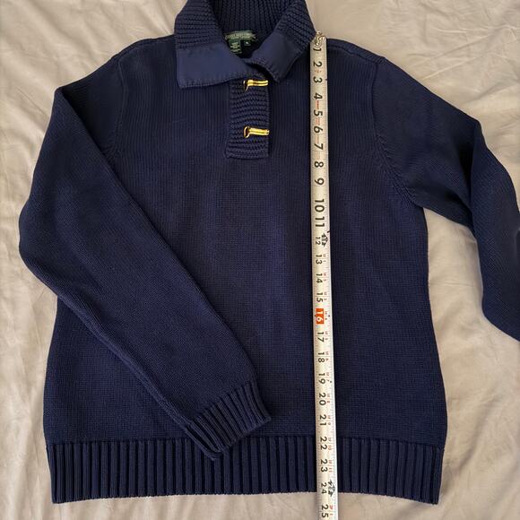 Ralph Lauren Jeans Navy/Gold Buttons Sweater- XL - Picture 5 of 7